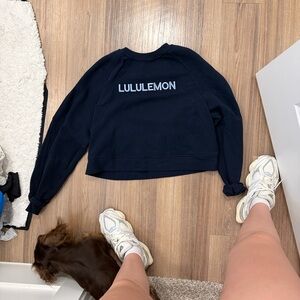 lululemon athletica Black Logo Cropped Sweatshirt